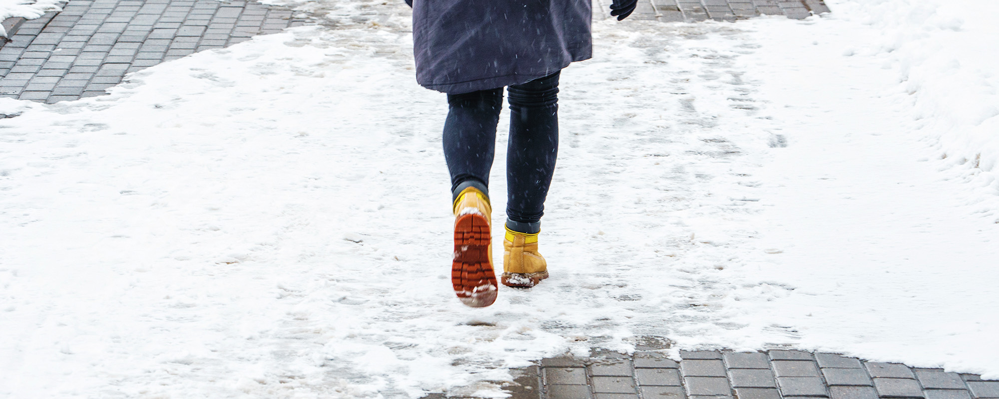 winter walk in yellow leather boots